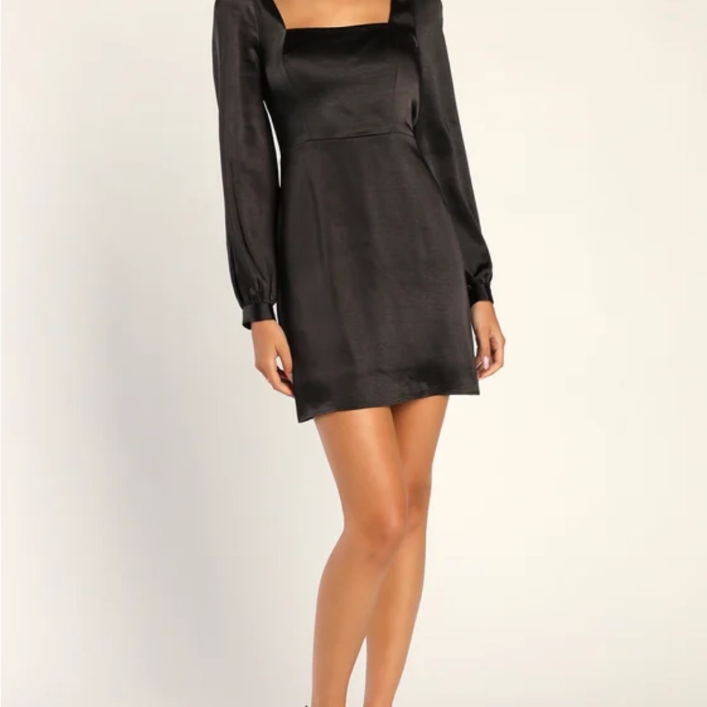 Lulu's Black Sheath Dress with Bishop Sleeves